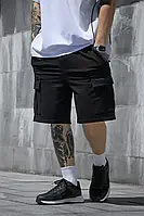 Шорти Cargo чоловічі трикотажні весняні літні бриджі з накладними кишенями чорні