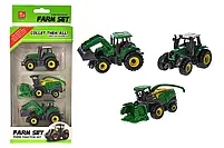 Набір тракторів металевих 3шт в коробці, розмір трактора 10см, 2 види SQ82013-2K розмір коробки 24,5-11-4,5см, фото 2