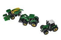 Набір тракторів металевих 3шт в коробці, розмір трактора 10см, 2 види SQ82013-2K розмір коробки 24,5-11-4,5см, фото 4