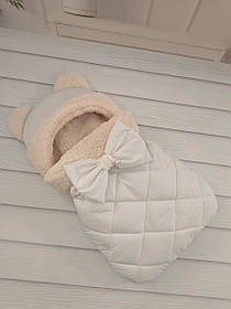 Спальник з однотонної плащової тканини для новонароджених, колір молочний