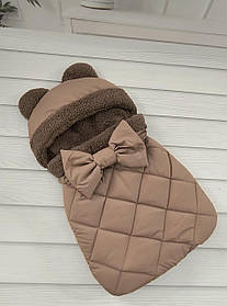 Спальник з однотонної плащової тканини для новонароджених, колір темний капучино
