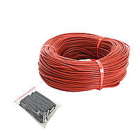 Карбоновый нагревательный кабель 100 м, 33 Ом/м, для теплых полов и стен, силиконовая изоляция, 220В/12В