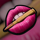 Шеврон ПВХ 3D РОЖЕВІ ГУБИ З ПАТРОНОМ на липучці для велкро патч гумовий, фото 2