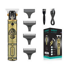 Акумуляторна машинка для стрижки VGR V-085 (тример для стрижки волосся та бороди), бронзова, фото 4