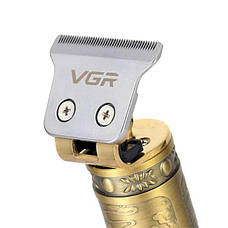 Акумуляторна машинка для стрижки VGR V-085 (тример для стрижки волосся та бороди), бронзова, фото 5