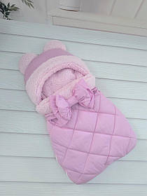 Спальник з однотонної плащової тканини для новонароджених, рожевий