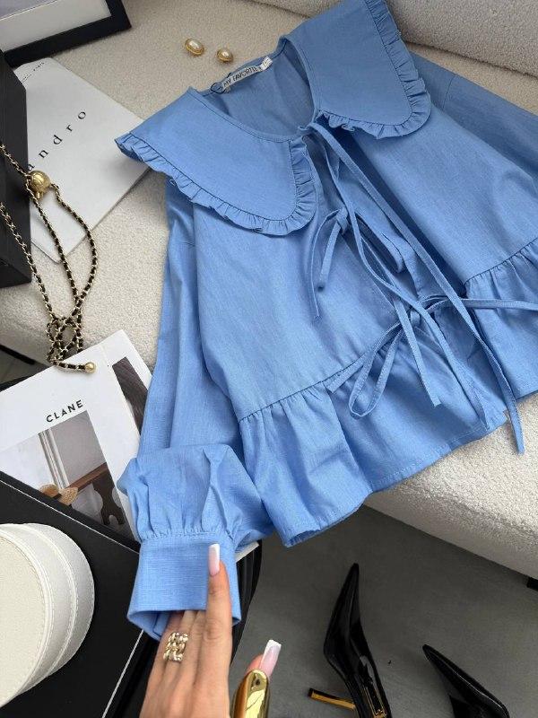 Жіноча блуза; Колір: білий, чорний, блакитний; Розмір: 42-44, 46-48 ;, фото 1