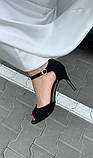 Жіночі замшеві чорні босоніжки на шпильці 37 39, фото 6