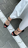 Замшеві чорні жіночі босоніжки на ремінці на шпильці розмір 39, фото 9