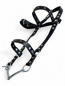 Вуздечка для коня Horse Stall шкіряна прикрашена. Вуздечки для коня з трензелем.