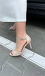 Бежеві босоніжки на шпильці закрита п'ята 38 39 40, фото 9