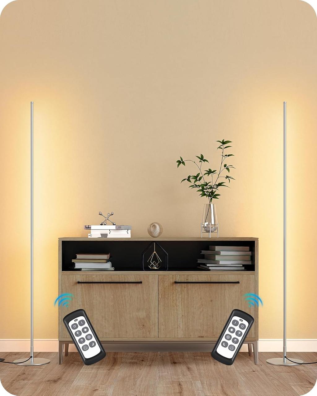 Світлодіодна кутова лампа EDISHINE, набір з 2 мінімалістських затемнюваних ламп з пультом дистанційного керування, 57,5 дюймів, фото 1