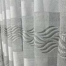 Тюль льон з мережкою №9197 сірий оптом, фото 2