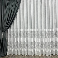 Тюль льон з мережкою №9197 сірий оптом