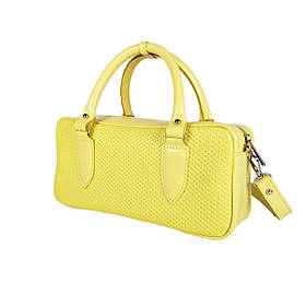 Сумка жіноча "Бріджит" натуральна шкіра, колір жовтий , тиснення плетінка