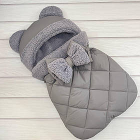 Спальник з однотонної плащової тканини для новонароджених, сірий