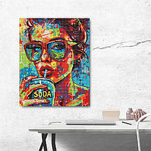 Алмазна мозайка 40*50 "Дівчина із содовою" No8070, Ідейка