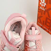 Рожеві кросівки для дівчинки на липучці з градієнтною біло-рожевою підошвою тм Bi&Ki, фото 3