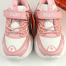 Рожеві кросівки для дівчинки на липучці з градієнтною біло-рожевою підошвою тм Bi&Ki, фото 4