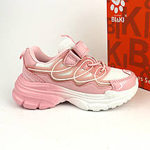 Рожеві кросівки для дівчинки на липучці з градієнтною біло-рожевою підошвою тм Bi&Ki, фото 5