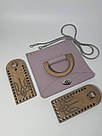 Набір шкіряної фурнітури на набір до МК Соломія, флотар зефір  , метал срібло, дерево беж, фото 2
