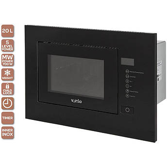 Вбудована мікрохвильова піч MWBI 20 G BK TC чорна 20 літрів, фото 1