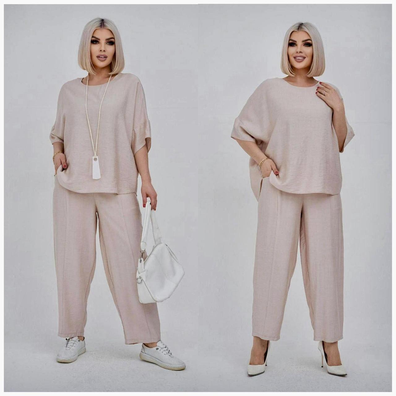 Стильний жіночий костюм, тканина "Жатка" 52, 54, 56, 58, 60, 62, 64, 66 розмір 52