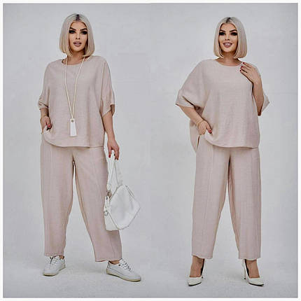 Стильний жіночий костюм, тканина "Жатка" 52, 54, 56, 58, 60, 62, 64, 66 розмір 52, фото 1