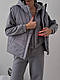 Жіночий базовий теплий осінній прогулянковий костюм трійка худі на блискавці штани жилет тринити на флісі, фото 7