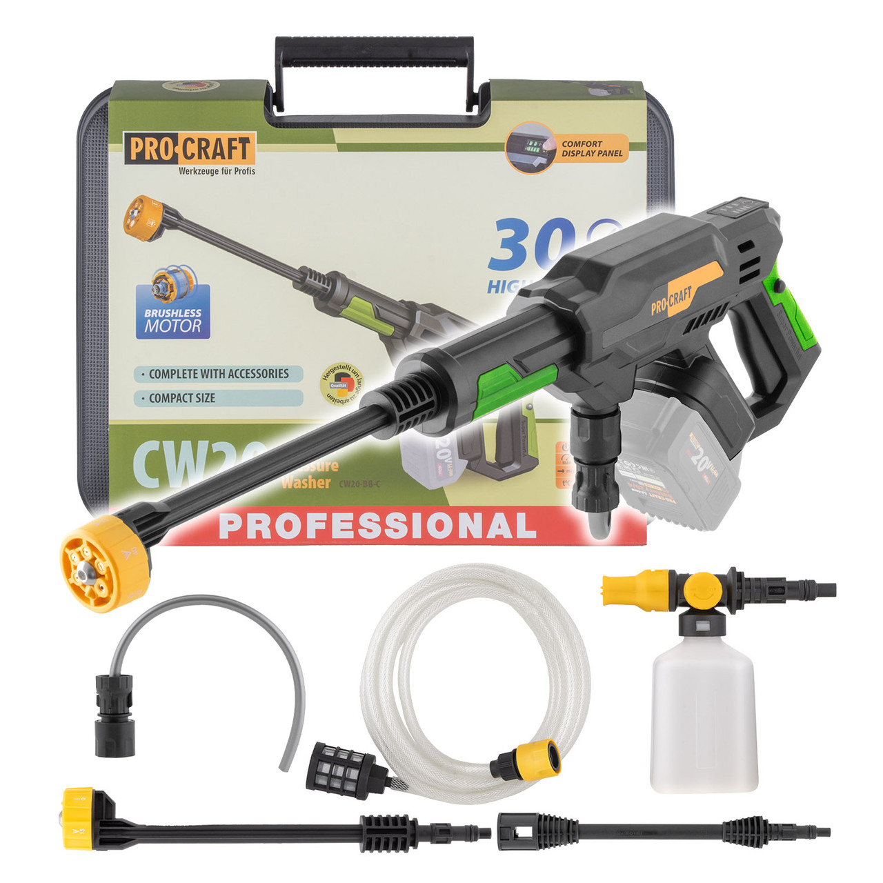 Мийка високого тиску 30 бар, 180 л/год Procraft CW20 акумуляторна безщіткова (без АКБ та ЗП), фото 1