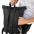 Рюкзак міський RollTop 23л чорний Легкий міцний ролтоп оксфорд для навчання та подорожей зі збільшенням обсягу, фото 3