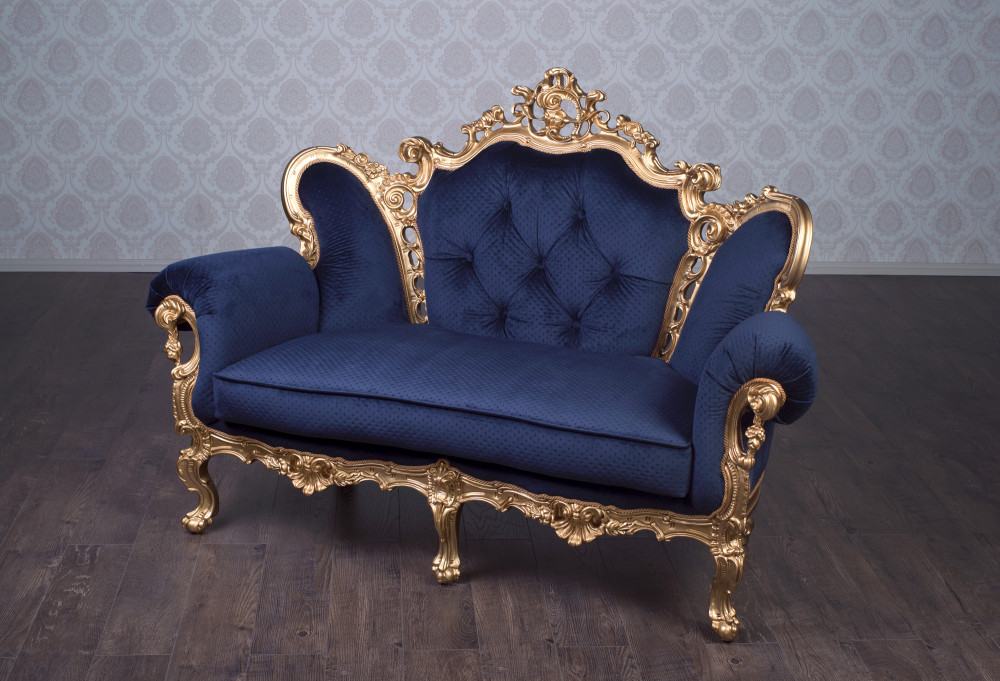 Диван класичний двомісний в стилі Бароко Ізабелла (преміум клас) натуральне дерево, фото 1