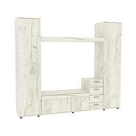 Стінка у вітальню під ТВ Ехо-2, Дуб Крафт Білий, 2160х420х1850