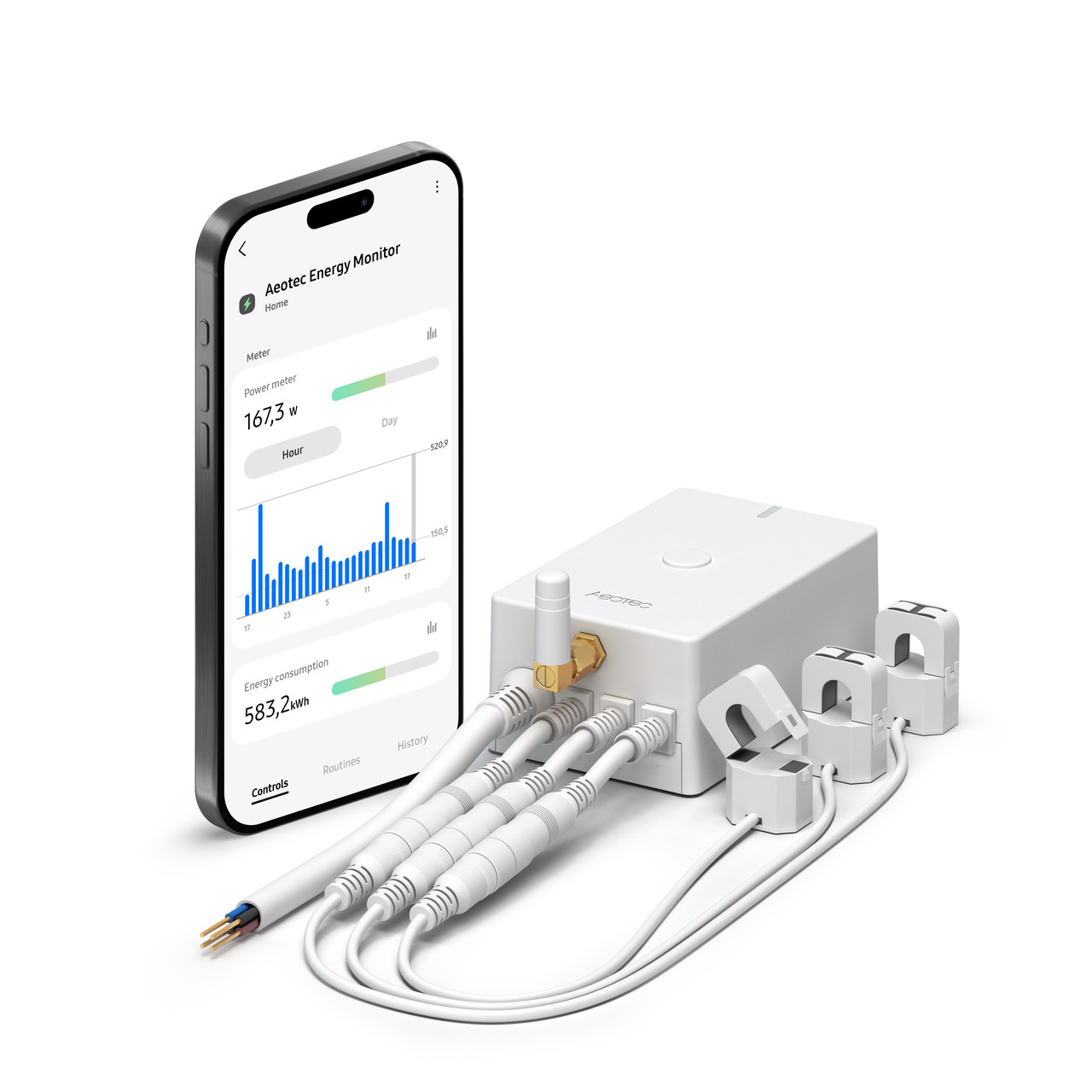 Вимірювач електроенергії (3 кліпси) на 60 А Aeotec Home Energy Meter 8 — AEOEZWA046C3A60, фото 1