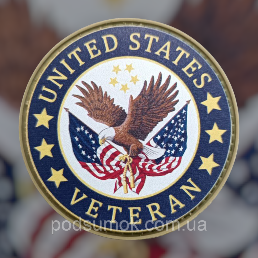 Шеврон ПВХ UNITED STATES VETERAN на липучці для велкро патч гумовий, фото 1