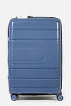 Велика пластикова валіза Tourist 606-1-NV синя, фото 3