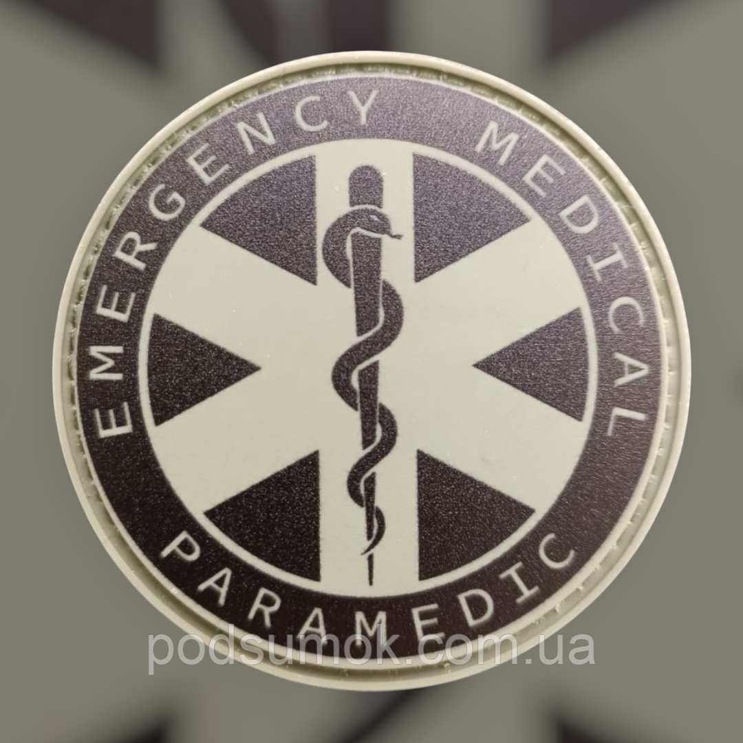 Шеврон ПВХ PARAMEDIC на липучці для велкро патч гумовий, фото 1