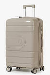Середня пластикова валіза Tourist 606-2-GL бежева, фото 2