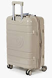 Середня пластикова валіза Tourist 606-2-GL бежева, фото 5