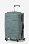 Маленька пластикова валіза ручна поклажа Tourist 606-3-DGRN зелена, фото 3