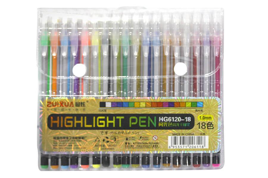 Набір гелевих ручок 18 кольорів, пак. 17*15см, фото 1