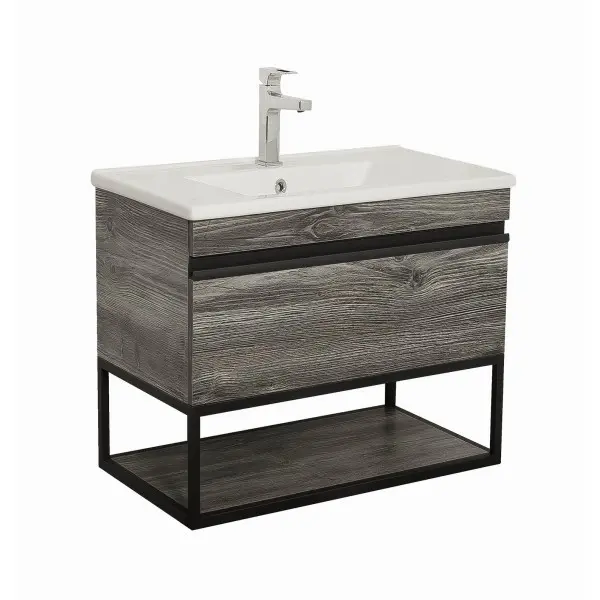 Тумба Лофт Айрон дуб морас 85 см з умивальником Arte консольна, фото 1