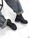 Жіночі чорні шкіряні черевики зимові, фото 4