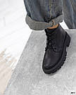 Жіночі чорні шкіряні черевики зимові, фото 7