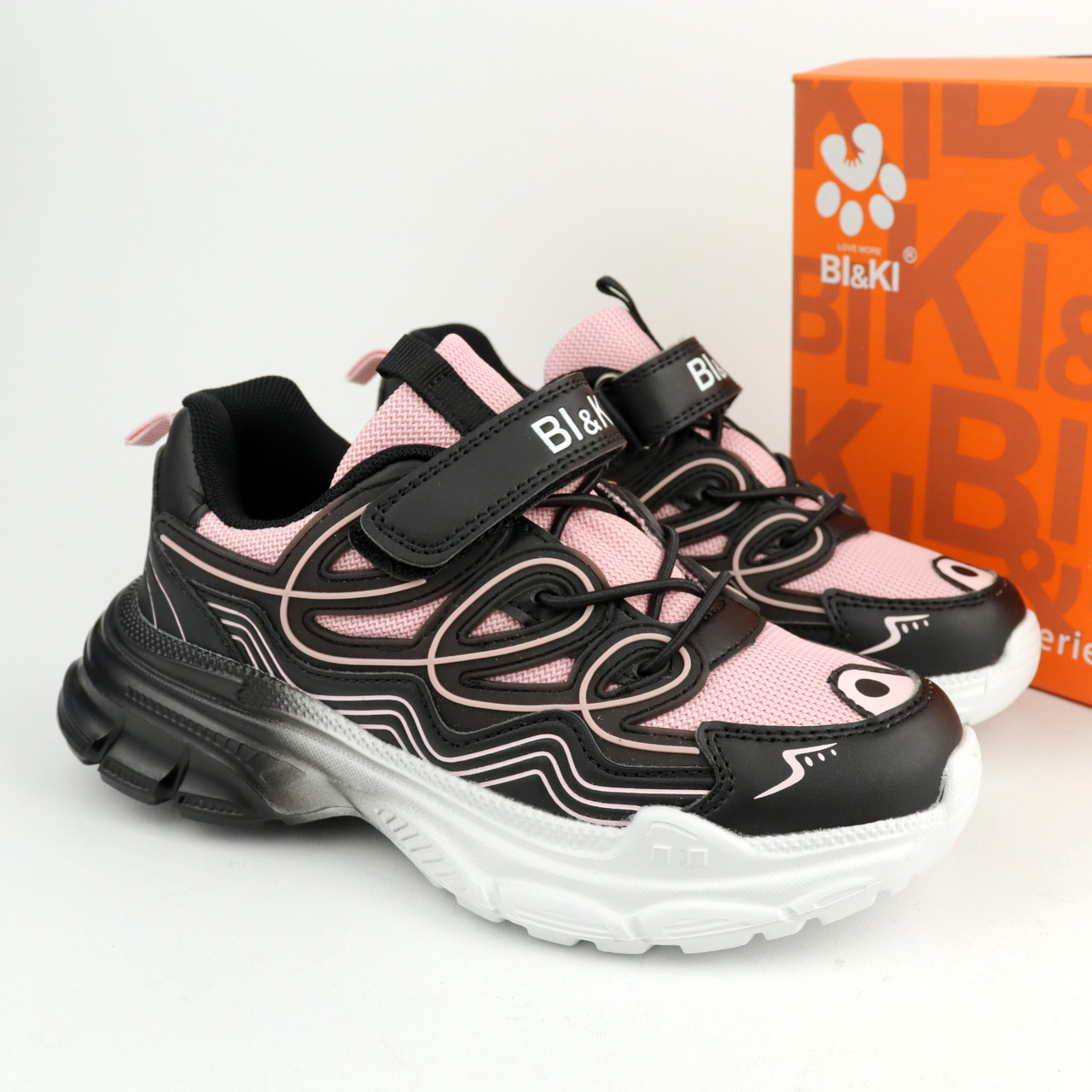 Чорно-рожеві кросівки для дівчинки підліткові ТМ Bi&Ki