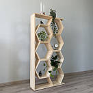 Вертикальний стелаж соти з натуральної сосни на 7 відділень Стелажі для квітів та декору в будинок або офіс, фото 4