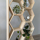 Вертикальний стелаж соти з натуральної сосни на 7 відділень Стелажі для квітів та декору в будинок або офіс, фото 5