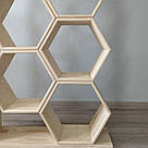 Вертикальний стелаж соти з натуральної сосни на 7 відділень Стелажі для квітів та декору в будинок або офіс, фото 8