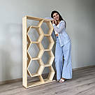 Вертикальний стелаж соти з натуральної сосни на 7 відділень Стелажі для квітів та декору в будинок або офіс, фото 2