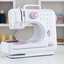 Швейна машинка з педаллю та оверлоком, FHSM 505/ Міні швейна машинка / Портативна машинка для шиття